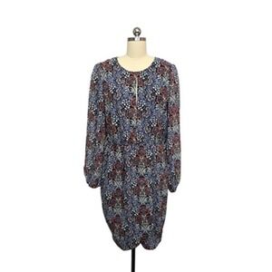 Walter Baker Dress‎ Womens XL Black Floral Long Sleeve Keyhole Lined Tulip Hem